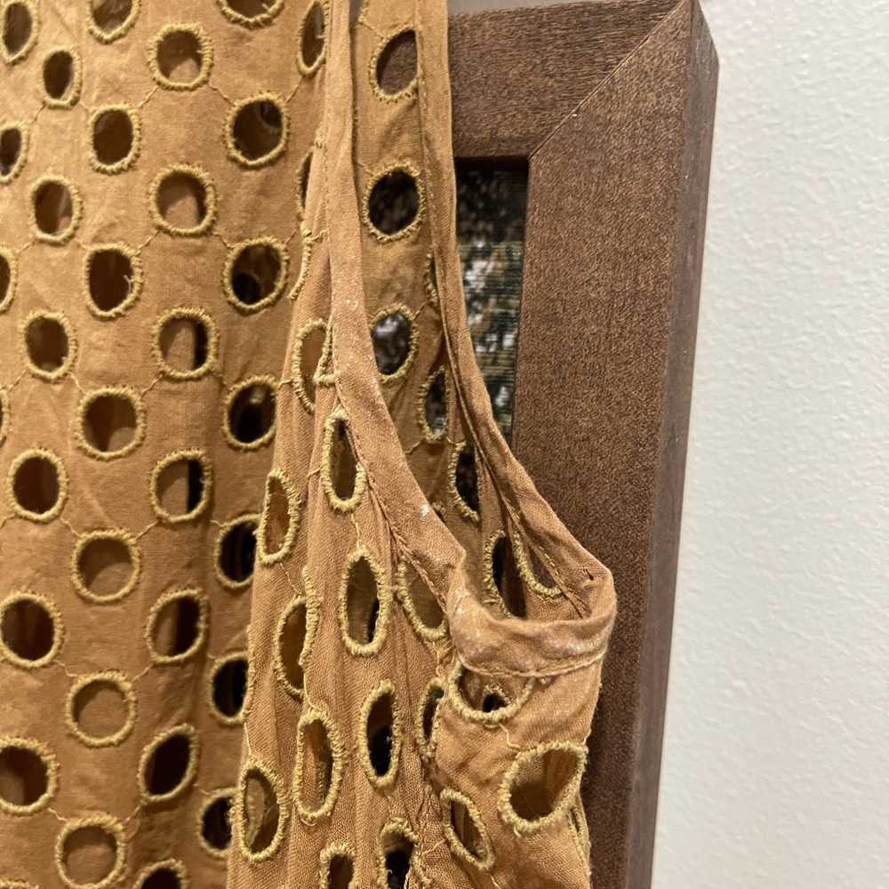 Anthropologie | $450 Ne Quittez Pas Uptown Midi Honey Brown Eyelet Dress M - Picture 4 of 8
